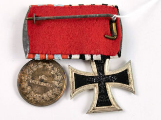 Ordenspange eines tapferen Hessen, Eisernes Kreuz 2.Klasse 1914, Allgemeines Ehrenzeichen  " Für Tapferkeit"