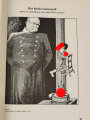 "Tat gegen Tinte" - Hitler in der Karikatur - Neue Folge, Ein Bildsammelwerk von Ernst Hanfstaengl, Eigentumsvermerk von 1934. Einband beschädigt, Stockfleckig