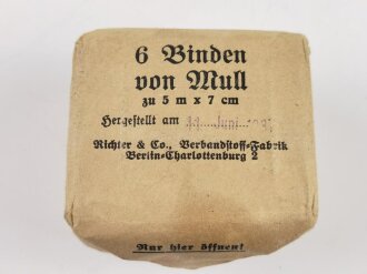 "6 Binden von Mull" datiert 1937