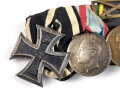 Ordenspange Eisernes Kreuz 2.Klasse 1914, Hessen Allgemeines Ehrenzeichen, Sachsen Weimar Allgemeines Ehrenzeichen in bronze mit Schwerterspange, Ehrenkreuz für Frontkämpfer