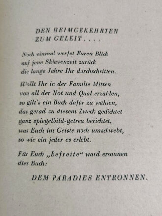 "Dem Paradies entronnen !" Ein Erinnerungsbuch für jeden Rußlandheimkehrer. DIN A5, 64 Seiten