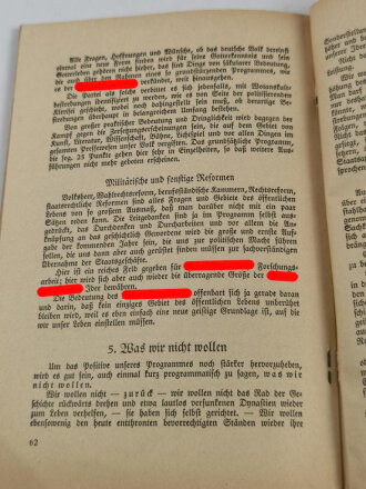 "Das Programm der NSDAP"  und seine weltanschaulichen Grundgedanken von 1933. Guter Zustand