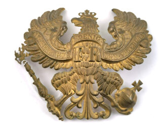 Preussen, Emblem für eine Pickelhaube für Offiziere. Guter Zustand, Abstand der Gewindestangen 76mm