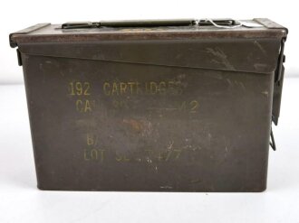U.S. metal box " 192 Cal. 30 Cartridges in 8 rd clips Bandoleers" uncleaned