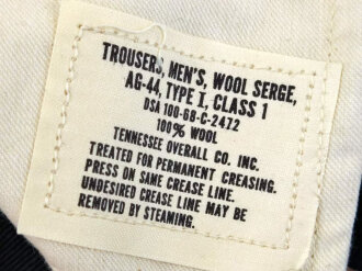 U.S. 1968 dated Trousers Mens, Class A Serge Green Wool . W-36, L-32.  Unissued