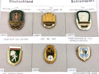 Deutschland nach 1945, Sammlung 12 Stück Nadeln zum Thema " Schießsport"
