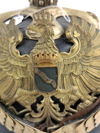 Preussen, Pickelhaube Feuerwehr Offizier Provinz Rheinland. Keine Doppellöcher, guter Gesamtzustand, ungereinigtes Stück