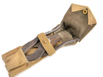 British 1952 dated folding wire cutter in  canvas pouch