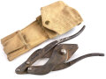 British 1952 dated folding wire cutter in  canvas pouch