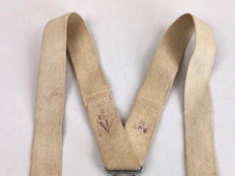 British 1945 dated white cotton braces. Used, good condition