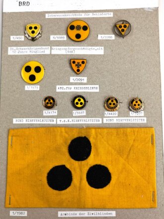 Deutschland nach 1945, Sammlung von 10 Stück diverse Abzeichen zum Thema " Interessenverbände für Behinderte "