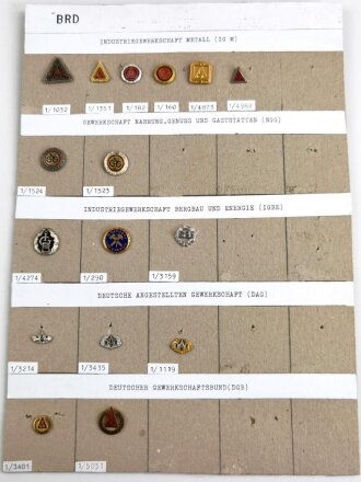 Deutschland nach 1945, Sammlung von 16 Stück diverse Abzeichen zum Thema "Gewerkschaft"