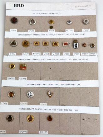 Deutschland nach 1945, Sammlung von 23 Stück diverse Abzeichen zum Thema "Gewerkschaft"