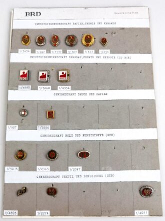 Deutschland nach 1945, Sammlung von 17 Stück diverse Abzeichen zum Thema "Gewerkschaft"