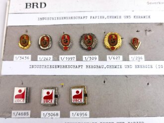 Deutschland nach 1945, Sammlung von 17 Stück diverse Abzeichen zum Thema "Gewerkschaft"