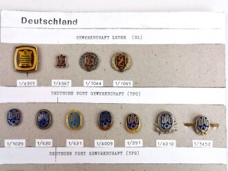 Deutschland nach 1945, Sammlung von 25 Stück diverse Abzeichen zum Thema "Gewerkschaft"