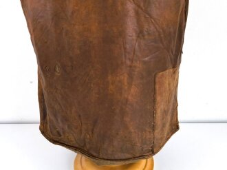 British WWII Leather Jerkin, several repairs, used