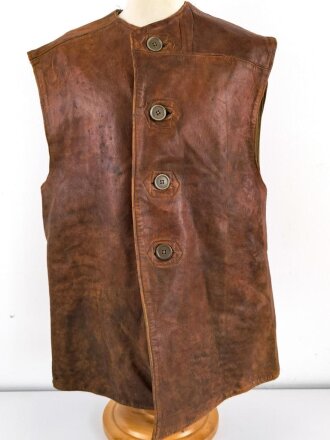 British WWII Leather Jerkin, several repairs, used