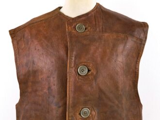 British WWII Leather Jerkin, several repairs, used