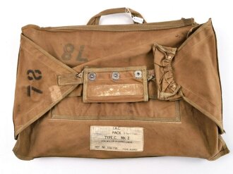 British parachute bag "I.A.C. Pack Type C.   MK.2 for Nylon Rigging lines"  dated 1956