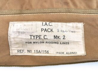 British parachute bag "I.A.C. Pack Type C.   MK.2 for Nylon Rigging lines"  dated 1956