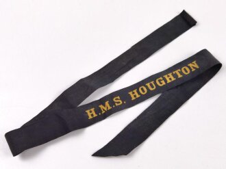 British "H.M.S. Houghton" cap tally, total length 89cm