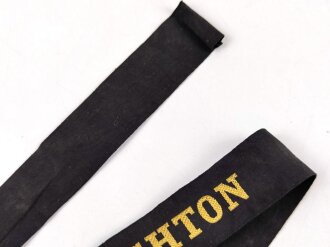 British "H.M.S. Houghton" cap tally, total length 89cm