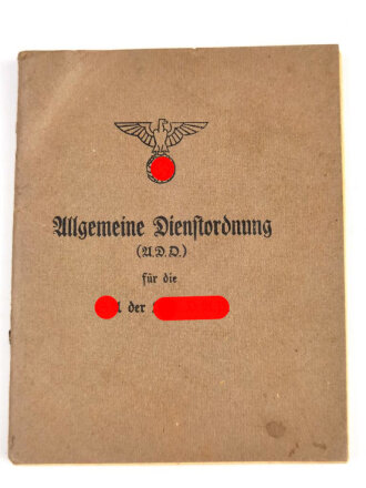 Allgemeine Dienstordnung für die SA der NSDAP, datiert 1933 mit 63 Seiten