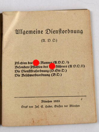 Allgemeine Dienstordnung für die SA der NSDAP,...