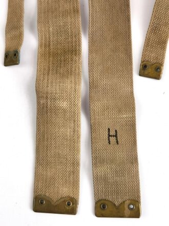 British WWII, Pair of Pattern 1937 Haversack shoulder straps (Left and right  webbing L straps ) used. A set of brass buckles included ( no picture )