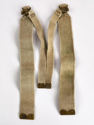 British WWII, Pair of Pattern 1937 Haversack shoulder straps (Left and right  webbing L straps ) used. A set of brass buckles included ( no picture )