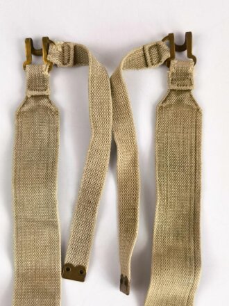 British WWII, Pair of Pattern 1937 Haversack shoulder straps (Left and right  webbing L straps ) used. A set of brass buckles included ( no picture )