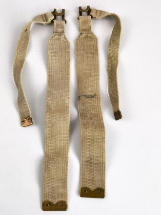 British WWII, Pair of Pattern 1937 Haversack shoulder straps (Left and right  webbing L straps ) used. A set of brass buckles included ( no picture )