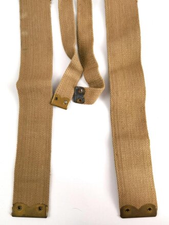 British WWII, Pair of Pattern 1937 Haversack shoulder straps (Left and right  webbing L straps ) used. A set of brass buckles included ( no picture )