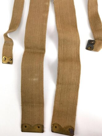 British WWII, Pair of Pattern 1937 Haversack shoulder straps (Left and right  webbing L straps ) used. A set of brass buckles included ( no picture )