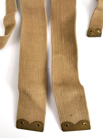 British WWII, Pair of Pattern 1937 Haversack shoulder straps (Left and right  webbing L straps ) used. A set of brass buckles included ( no picture )