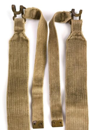 British WWII, Pair of Pattern 1937 Haversack shoulder straps (Left and right  webbing L straps ) used. A set of brass buckles included ( no picture )