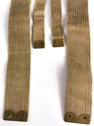 British WWII, Pair of Pattern 1937 Haversack shoulder straps (Left and right  webbing L straps ) used. A set of brass buckles included ( no picture )