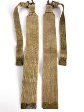 British WWII, Pair of Pattern 1937 Haversack shoulder straps (Left and right  webbing L straps ) used. A set of brass buckles included ( no picture )