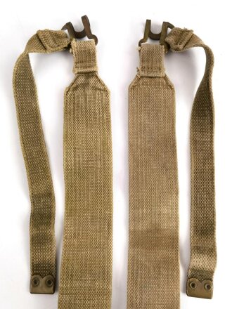 British WWII, Pair of Pattern 1937 Haversack shoulder straps (Left and right  webbing L straps ) used. A set of brass buckles included ( no picture )