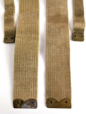 British WWII, Pair of Pattern 1937 Haversack shoulder straps (Left and right  webbing L straps ) used. A set of brass buckles included ( no picture )