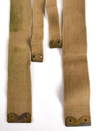 British WWII, Pair of Pattern 1937 Haversack shoulder straps (Left and right  webbing L straps ) used. A set of brass buckles included ( no picture )