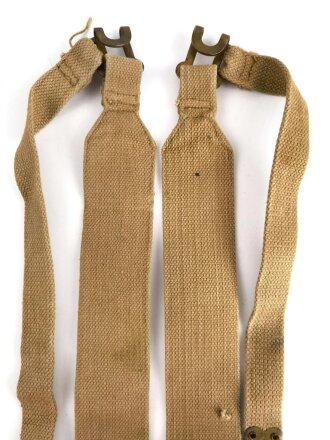 British WWII, Pair of Pattern 1937 Haversack shoulder straps (Left and right  webbing L straps ) used. A set of brass buckles included ( no picture )