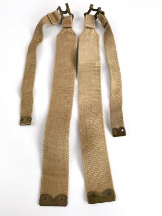 British WWII, Pair of Pattern 1937 Haversack shoulder straps (Left and right  webbing L straps ) used. A set of brass buckles included ( no picture )