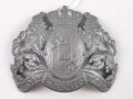 Bayern, Pickelhauben Emblem  für Mannschaften, feldgraue Ausführung in Eisen, nachlackiert, Splintabstand mittig ca 56mm, Gesamtbreite des Emblem 104mm