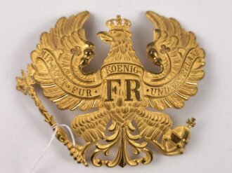 Preußen, Pickelhauben emblem  für Offiziere, Messing vergoldet ,  Abstand der Gewindestangen mittig ca 72 mm
