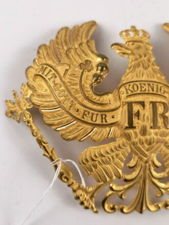 Preußen, Pickelhauben emblem  für Offiziere, Messing vergoldet ,  Abstand der Gewindestangen mittig ca 72 mm