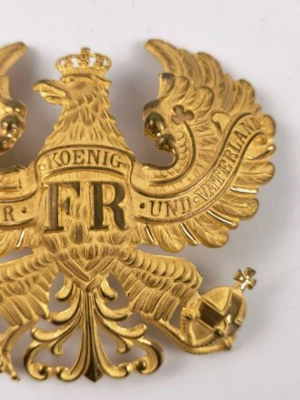 Preußen, Pickelhauben emblem  für Offiziere, Messing vergoldet ,  Abstand der Gewindestangen mittig ca 72 mm