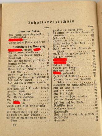 "Sturm- und Kampflieder für die Front und Heimat"  94 Seiten, stärker gebraucht