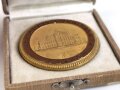 Braune Porzellanmedaille Meissen 1934. "1. Reichstheater Festwoche in Dresden" Durchmesser 51mm,  in zugehörigem Etui